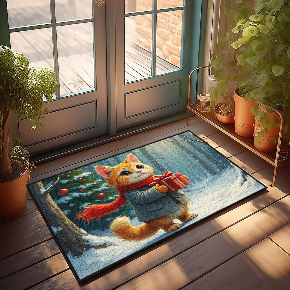 Paillasson d'été 65 x 90 cm | Décoration extérieure amusante chat mignon et cadeau