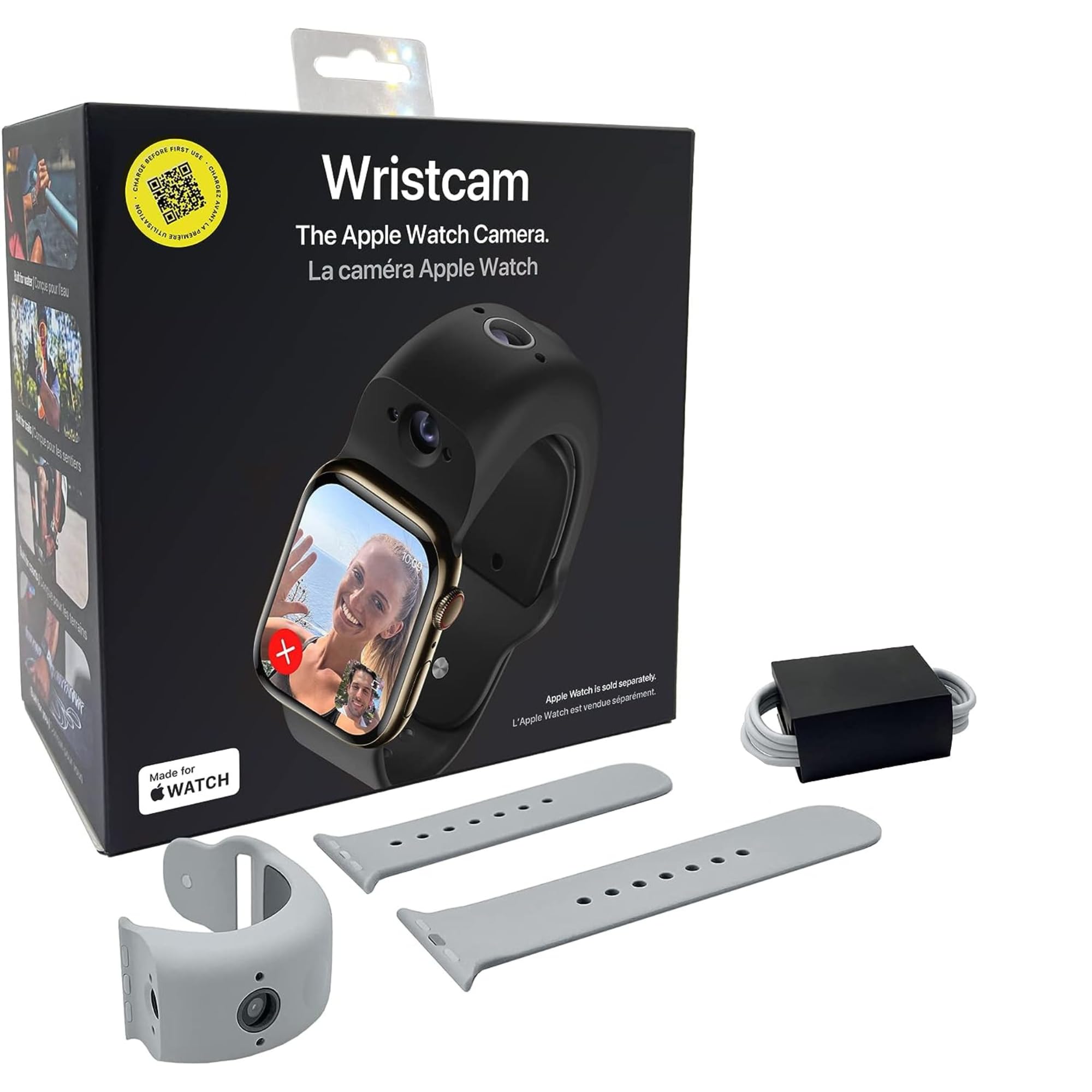 Wristcam Smart Dual-Camera Band Compatible with Apple Watch (Apple MFi Certified), 8MP Sensor, Full HD Video/720P Sport Mode, Pro Image Stabilization, WiFi, IP68 Water Resistant and Siri Integration