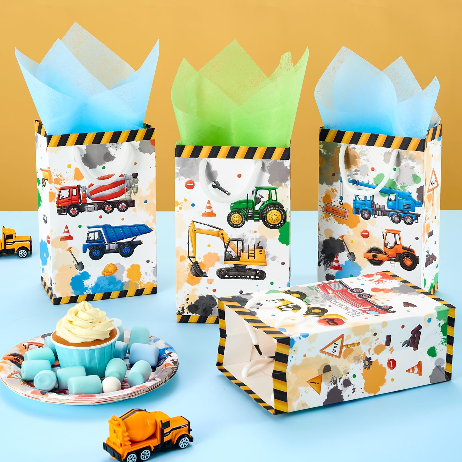 YOTNUS 24 Sacchetti Regalo Per Feste A Forma Di Mattoncini – Con Carta Velina, Per Compleanni E Baby Shower - 3
