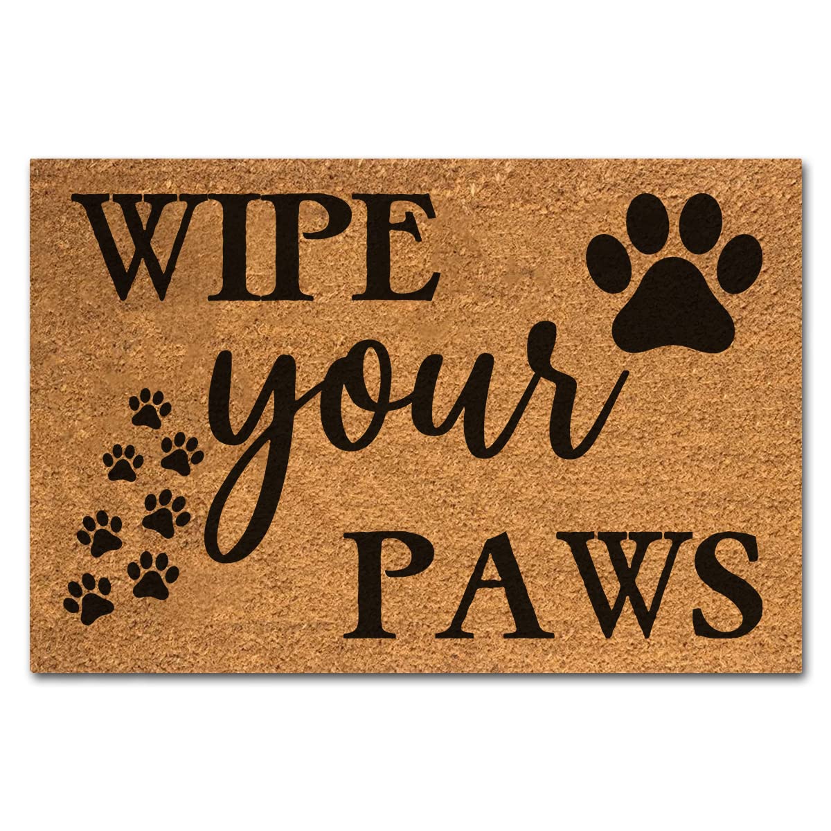 Funny Coir Doormat Wipe Your Paws Front Door Mat Entryway Outdoor Mat with Heavy Duty Front Porch Welcome Mats Entry Natural Coconut Brown Mat House