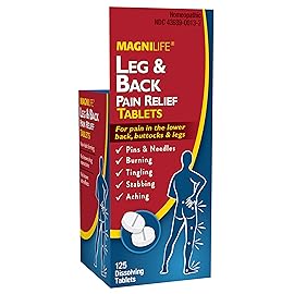 MagniLife Leg & Back Pain Relief, Fast-Acting Pain Relief, Naturally Soothe Burning, Tingling and Stabbing Pains, Symptomatic or Preventative, 125 Quick-Dissolve Tablets