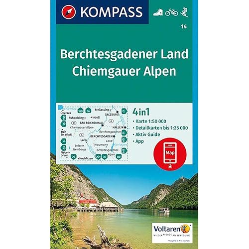 Berchtesgadener Land - Chiemgauer Alpen: Wanderkarte mit Aktiv Guide, Radwegen und Skitouren. GPS-genau. 1:50000 (KOMPASS Wanderkarte, Band 14)