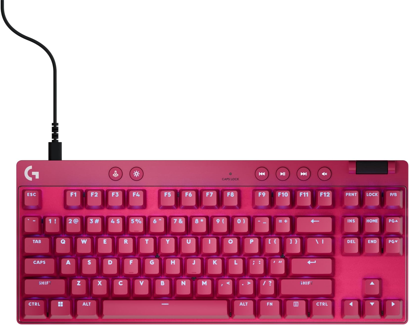Logitech G PRO X TKL Rapid (Tenkeyless) Wired Gaming Keyboard: Magnetic Analog Switches with Rapid Trigger, Lightsync RGB, Detachable USB-C Cable, Volume Roller & Media Buttons - Magenta