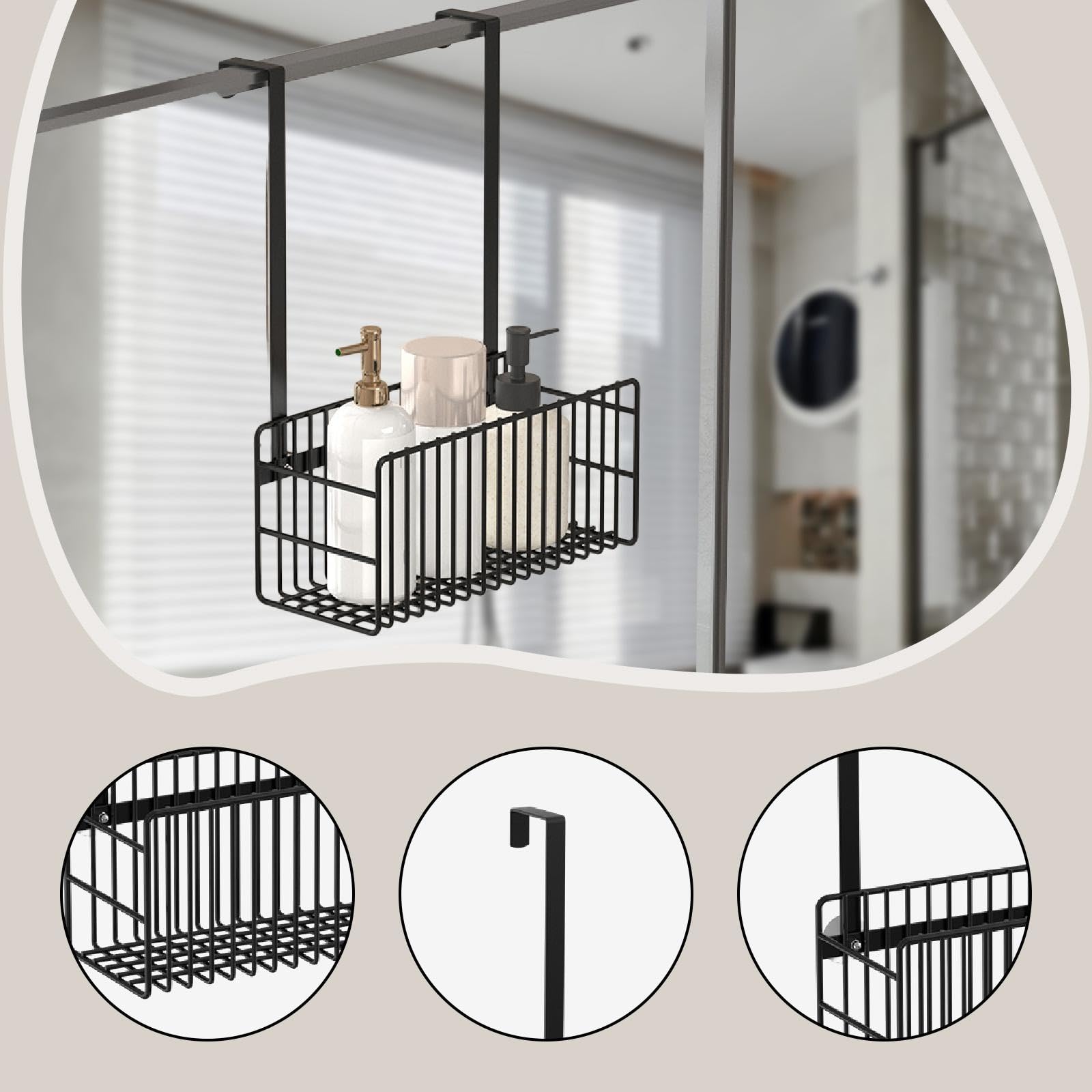 Cestino Portaoggetti da Appendere alla Porta della Doccia, Organizer per Bagno per Appartamento, Camera da Letto O Ufficio.