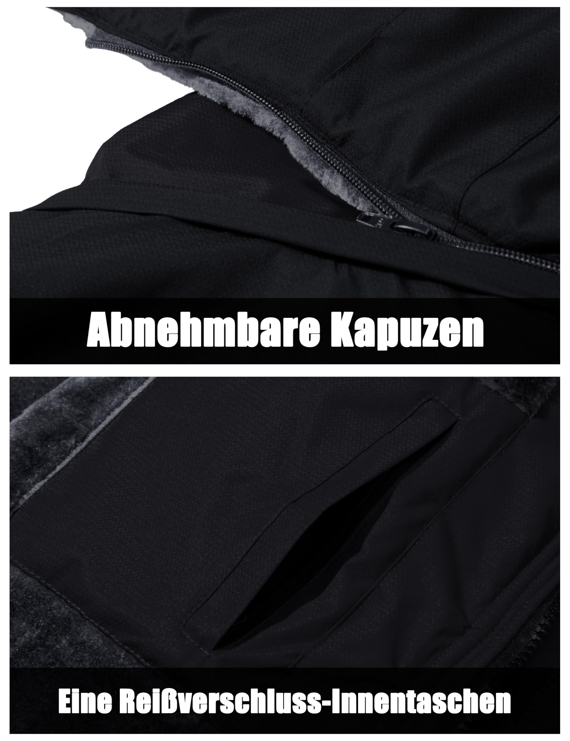 MAGCOMSEN Herren Winter Skijacke Fleece Gefüttert Softshelljacke Wasserdicht Winddicht Atmungsaktiv mit Abnehmbarer Kapuze