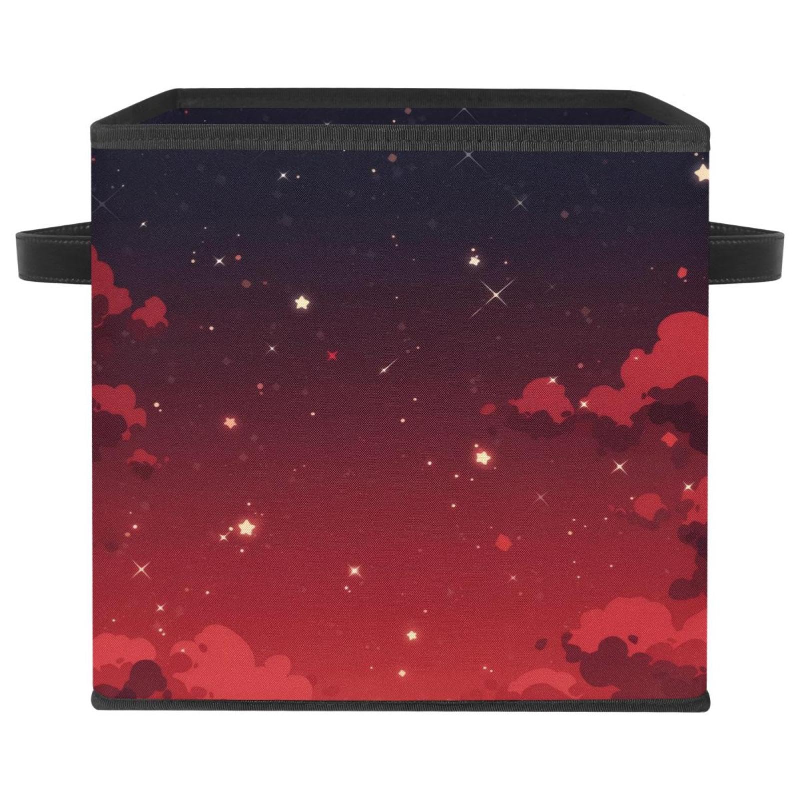Grand cube de rangement pliable ciel étoilé rouge pour l'organisation de la maison