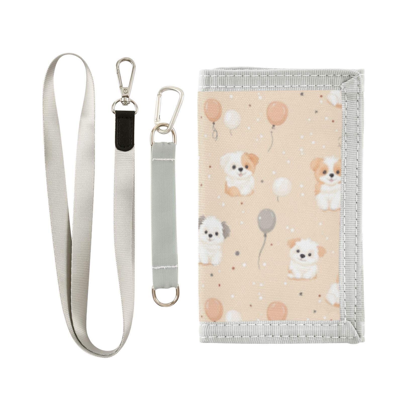 Wusikd Fluffy Puppies Dogs Kids Wallet for Boys Girls Ballons Toddler Trifold Wallet Novelty Wallet for Teens Women Men