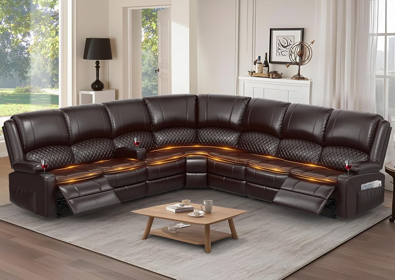 Manual Reclining Sectional Sofa Set