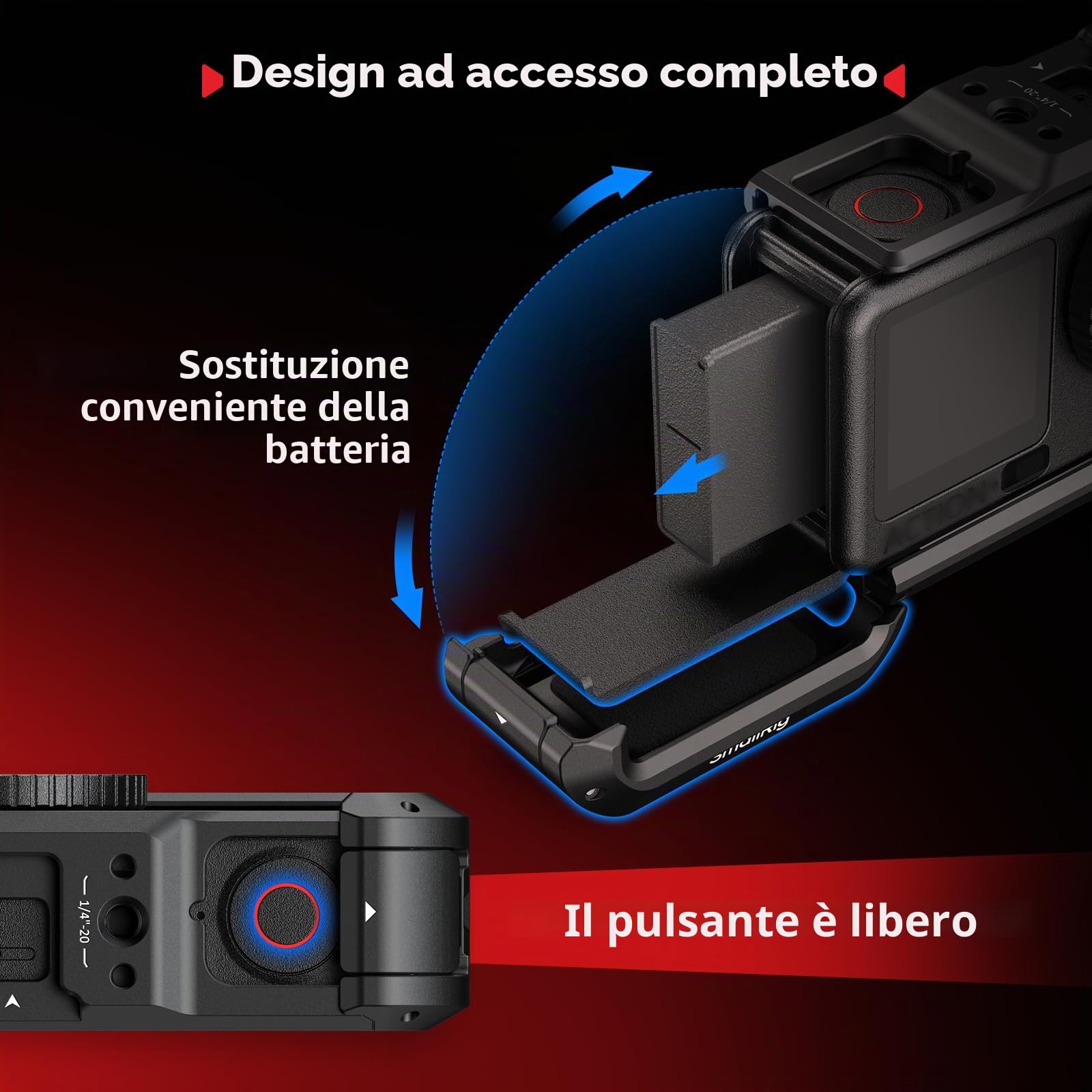 SMALLRIG Cage per DJI Osmo Action 6 (Advanced Edition), gabbia per fotocamera in lega di alluminio con attacco a slitta, cinturino da polso, copriobiettivo, accessori per Action 6-5887