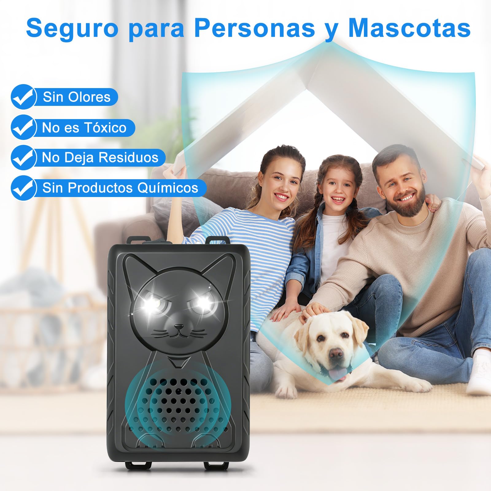 Ultrasónico Ahuyentador de Ratas para Coche con Flash, 3 Modos de Carga, Ahuyentador de Martas para Coche para Aticos, Hogar, Jardín y Automóviles