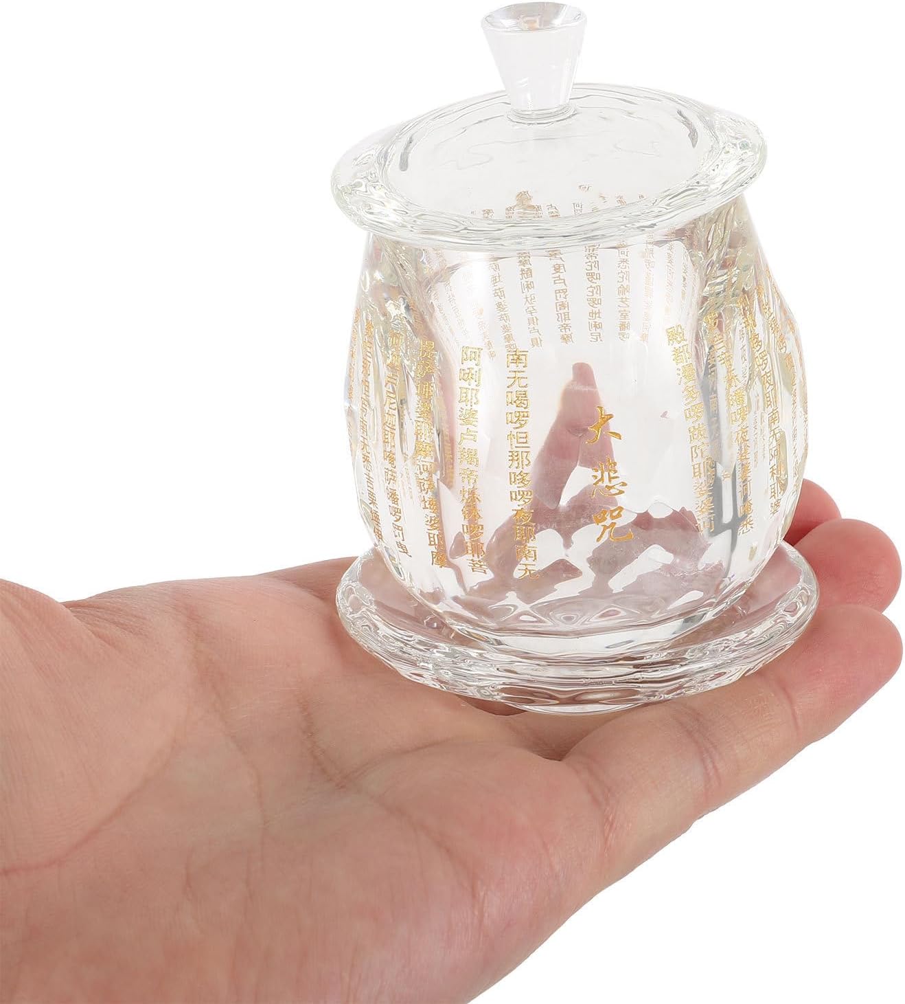 Crystal Offering Cup for Temple Water, round Chinese Style Decorative