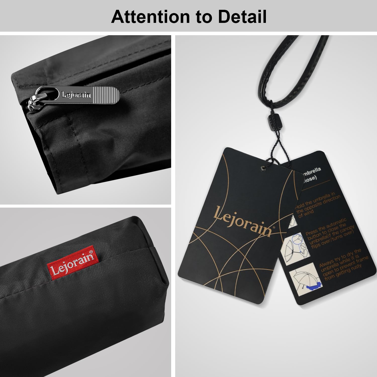 Lejorain Large Folding Golf Umbrella - Compact Mens Umbrellas Travel Rain and Windproof 54inch Collapsible Automatic Open Close Umbrella 210T Teflon Vented Double Canopy - Image 9