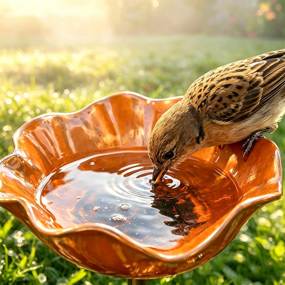 3 Stück Vogeltränke Blume, Metall Blumen Gartenstecker Vogeltränke, Dekorative Insektentränke Garten, Blumentränke für Vögel, Bienen, Schmetterlinge, Insekten (3 Stück-A)