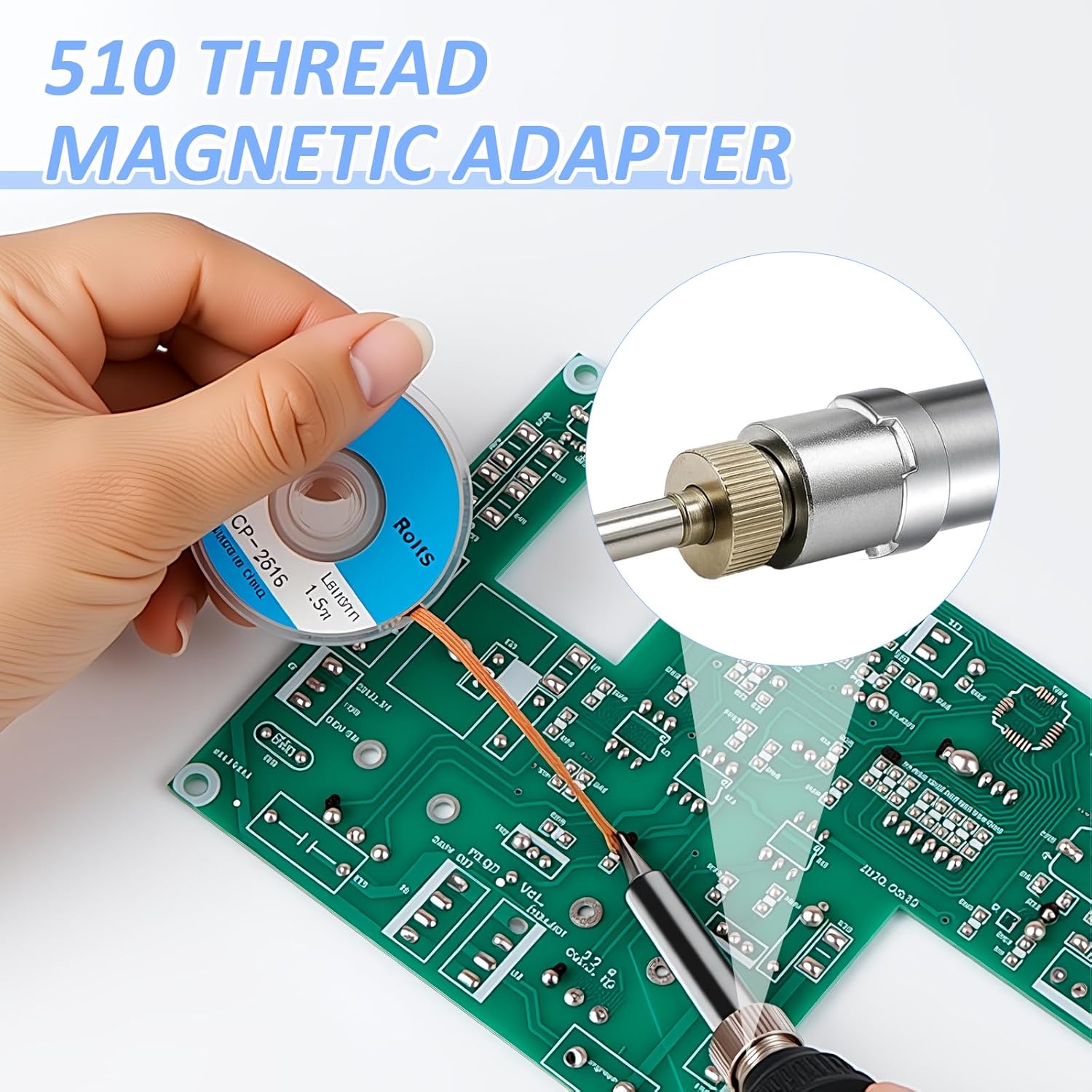 510 Thread Magnetic Adapter, 4 PCS Universal Threaded Screw Converter Accessories, Soldering Iron Ring Adapter Connector Repair Parts, Metal Connector Adapters for Circuit Board Repair Tools