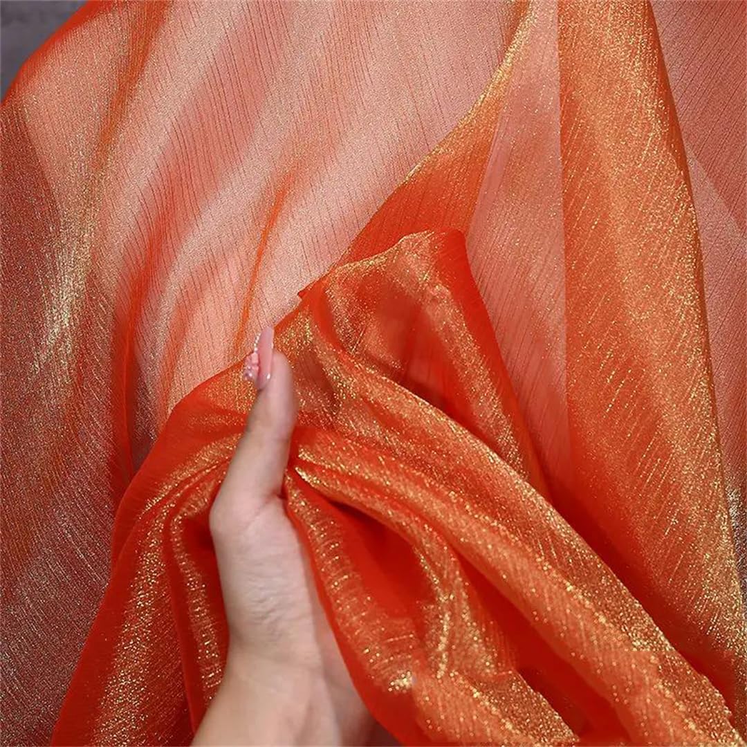 Organza Fabric， Organza Fabric Multicolor 100cm x 150cm for Decoration Clothing Sewing(15 Orange)
