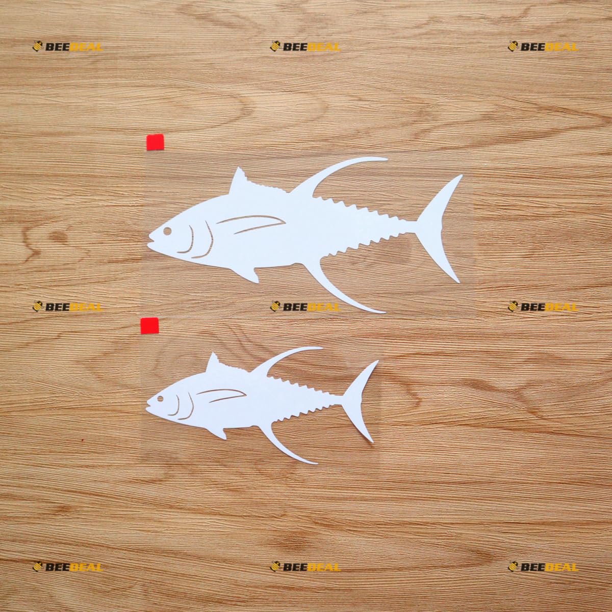 Yellowfin Tuna Fish Silhouette Sticker Decal Vinyl - 2 Pack White, 5 Inches, 7 Inches - No Background Die Cut for Car Boat Laptop Cup