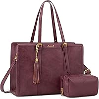 Vista 15 de LOVEVOOK Bolsa de mano para laptop para mujer, bolsa de trabajo vintage de 15.6 pulgadas con embrague, bolso grande de cuero para laptop con soporte