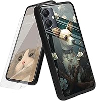 Vista 173 de Funda para Samsung Galaxy A12 5G con protector de pantalla, parte trasera de vidrio templado + TPU de silicona suave que absorbe los golpes