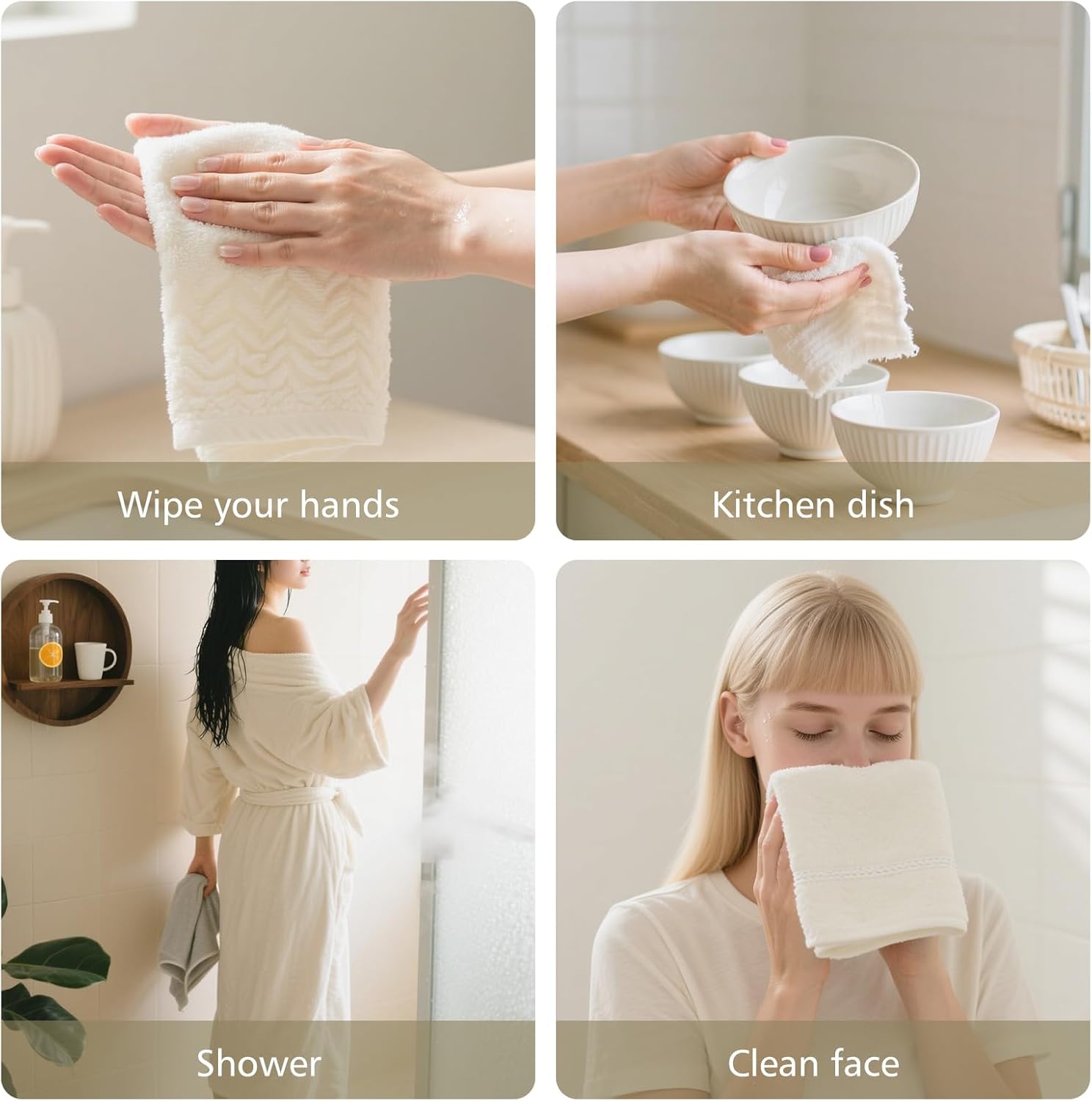 HEAVYWOOD Hand Towels Set of 4 Striped 100% Cotton Reversible, Soft & Absorbent Decorative Hand Towel for Bathroom Clearance (Yellow/White Stripe, 4Pack)