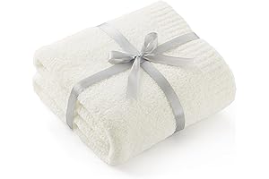 Bedsure Super Soft Knit Throw Blanket - Cream Cozy Reversible Cream Throw Blanket