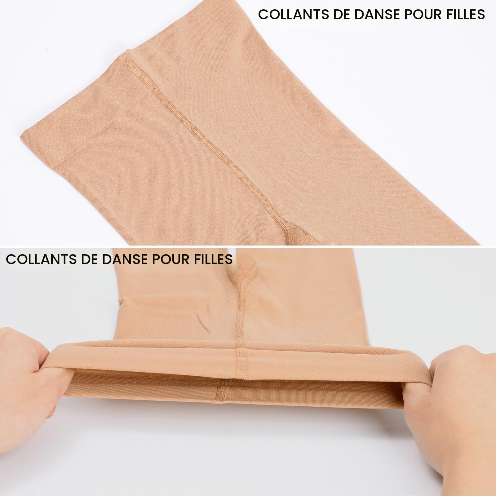 Risipu Lot de 2 paires de collants de danse 60D sans pieds ultra doux pour filles de 3 à 14 ans