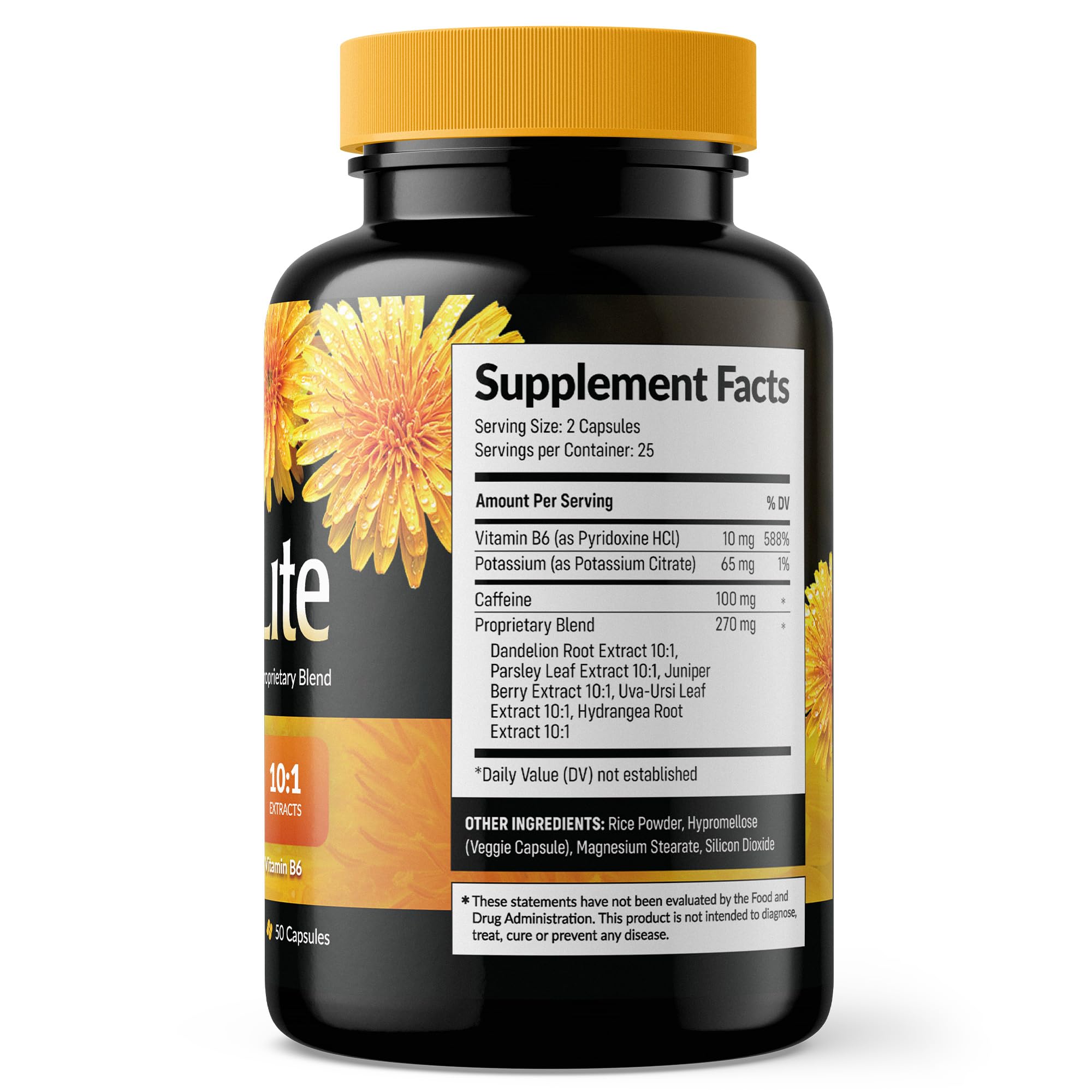 Dandelite Diuretic Water Pill Reduces Swollen Feet, Ankles, & Legs for People On Their Feet a Lot - Help Your Swollen Foot or Ankle With These Easy-to-Swallow Diuretics: Dandelion, B6 & Caffeine Pills — Amazon image 8