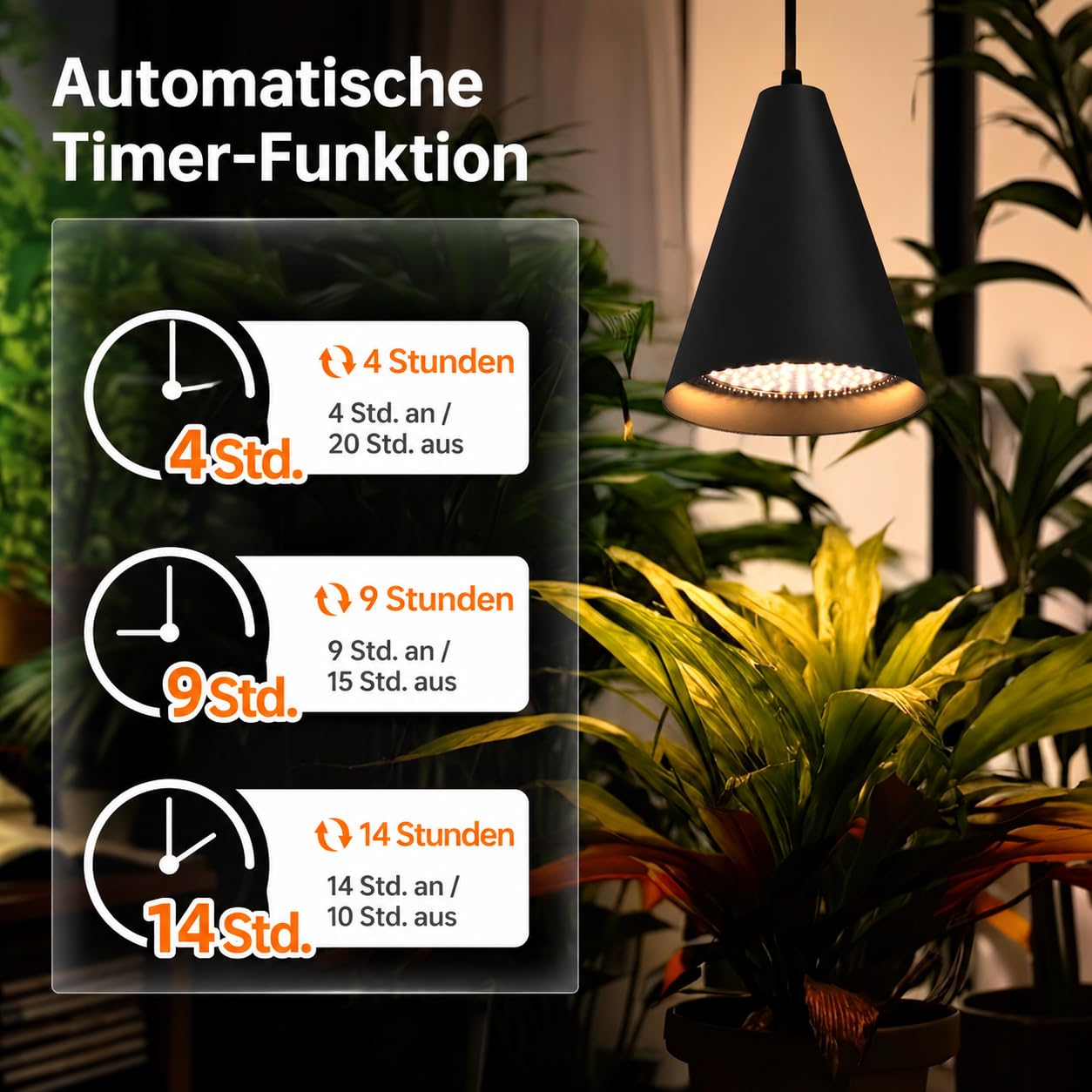 Bstrip LED Pflanzenlampe Hängend mit Timing und Hängendem System, 25W Vollspektrum 3000K Grow Lampe, 4H/9H/14H Timer, 5m Kabel & Deckenclips für Zimmerpflanzen und Blühen
