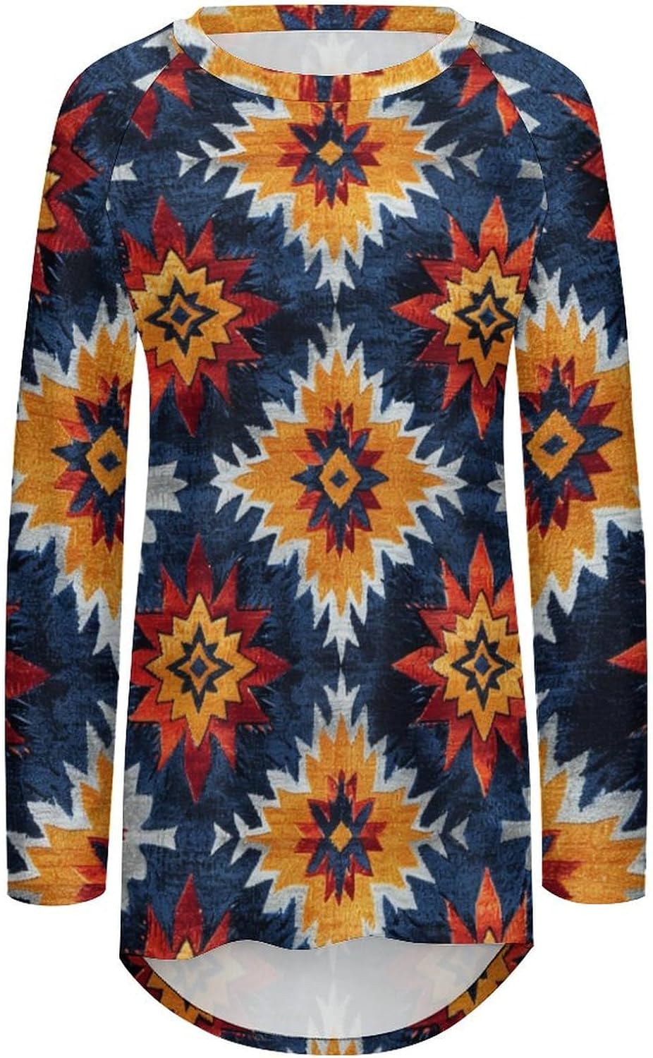 Long Sleeve Shirts for Women Retro Pullover Aztec Western Shirts Indian Crewneck Fall Loose Ladies Tops - Image 4