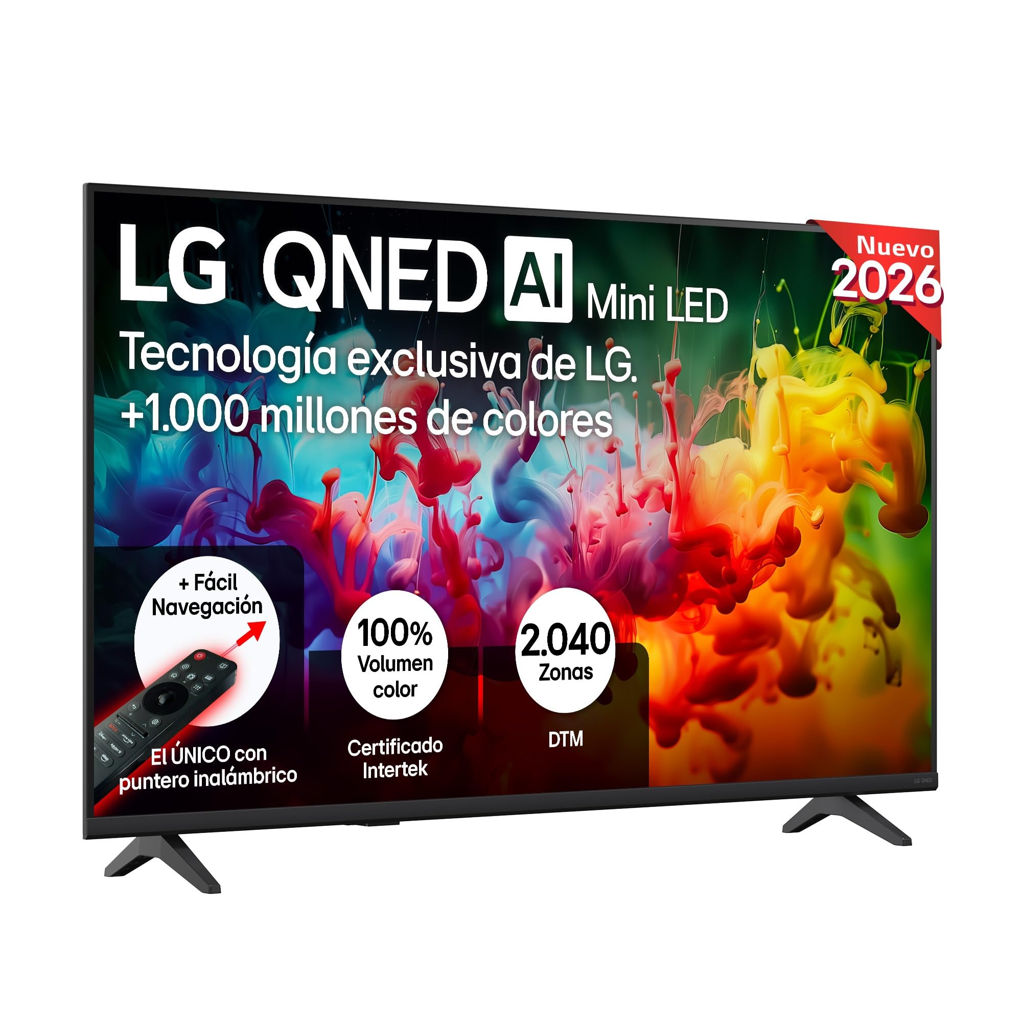 LG 43QNED70B6C - TV 43", QNED MiniLED, 4K AI, Smart TV, WebOS 25, Sin Reflejos al 94%, Procesador Alpha 5 Gen7 AI, 120Hz, Super Upscaling, HDR10 y Dolby Digital Plus, Alexa/Google Assistant, Negro