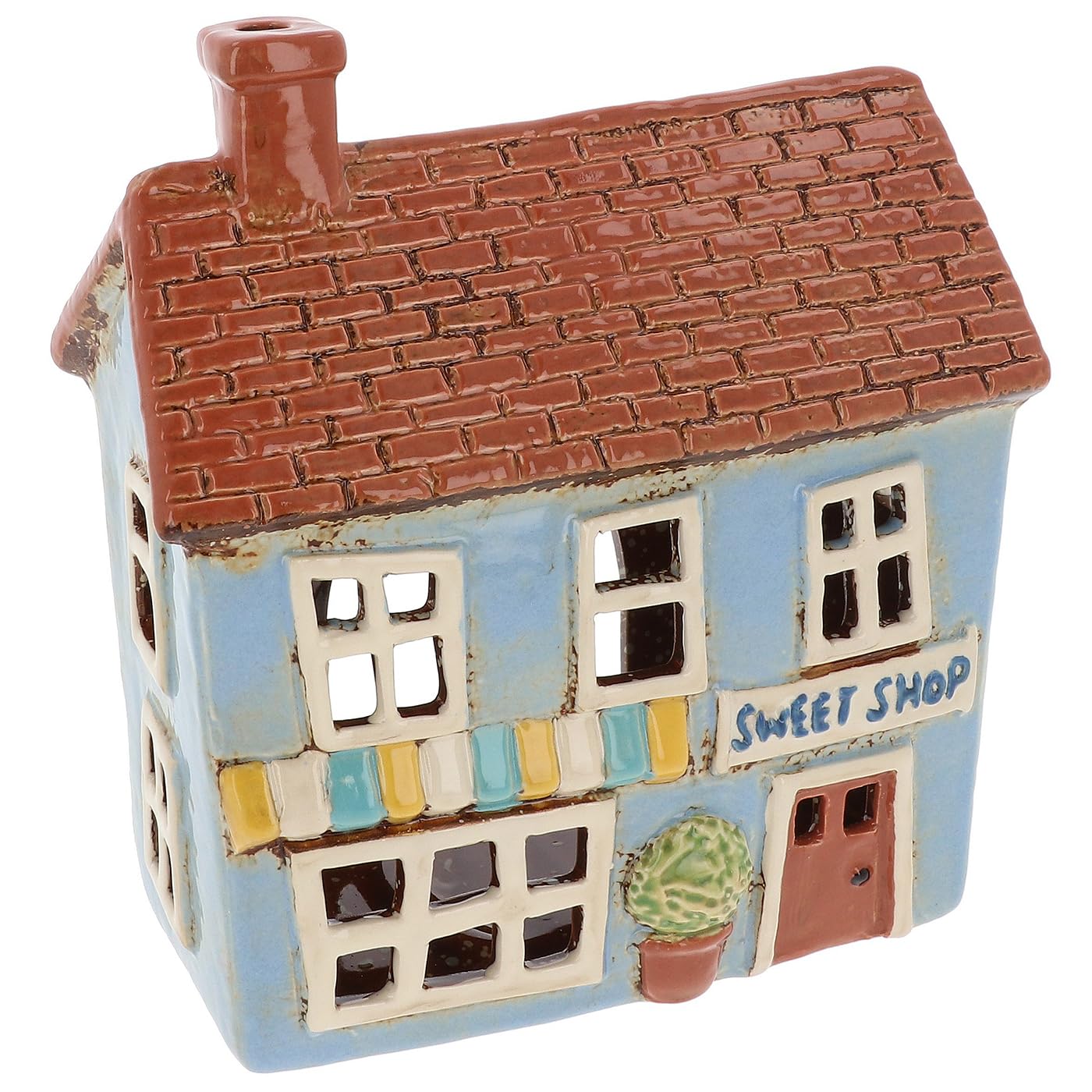 Shudehill Giftware Village Pottery Tealight Holder Ceramic House Shop Collection - Flower Shop, Tearoom, Antique Shop, Old Bakery and Sweet Shop All Hand Painted (Sweet Shop)