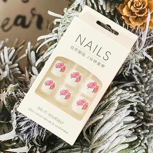 Miniatura 252 de Uñas postizas a presión con diseños de diamantes de imitación, uñas postizas reutilizables de cobertura completa con pestaña adhesiva, uñas postizas