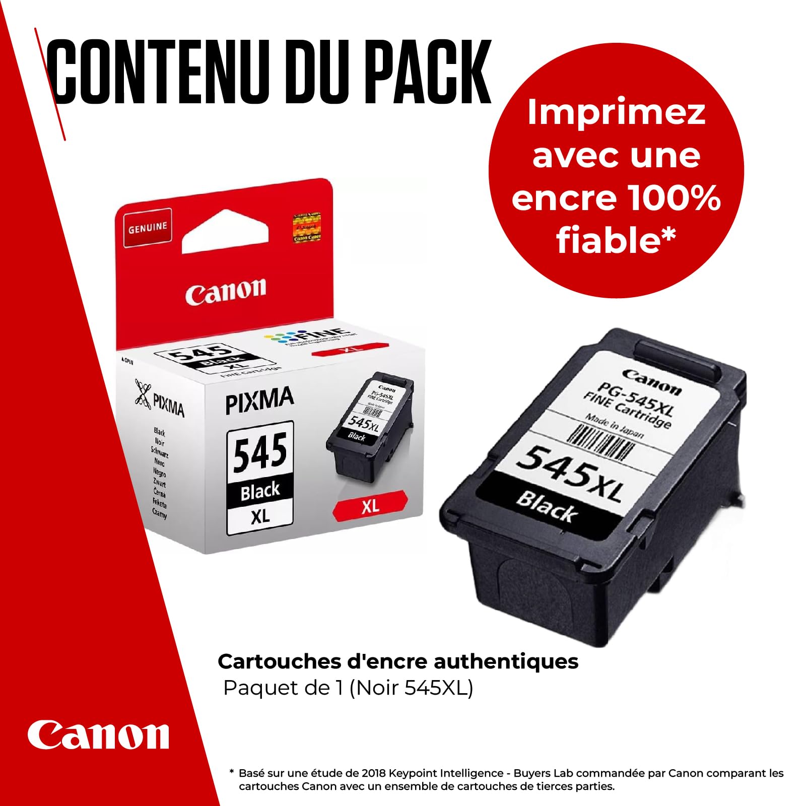 Cartouche D'encre Noire PG-545XL – Compatible Canon Pixma MX495, TS3150, MG2550S… – Haute Capacité
