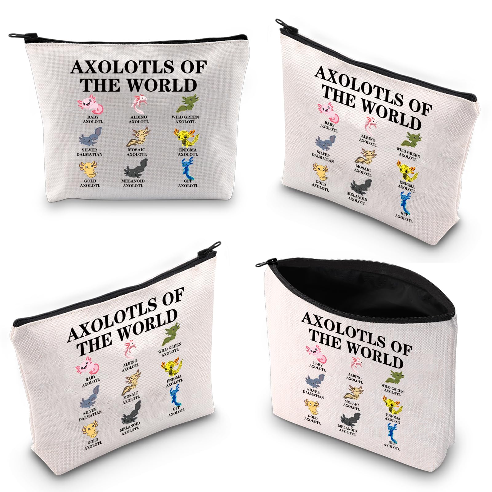 Axolotls of The World Axolotl Makeup Bag Axolotl Salamander Lover Gifts Axolotl Girl Cosmetic Zipper Pouch Bag (The WORLD2 2UK) - Image 3