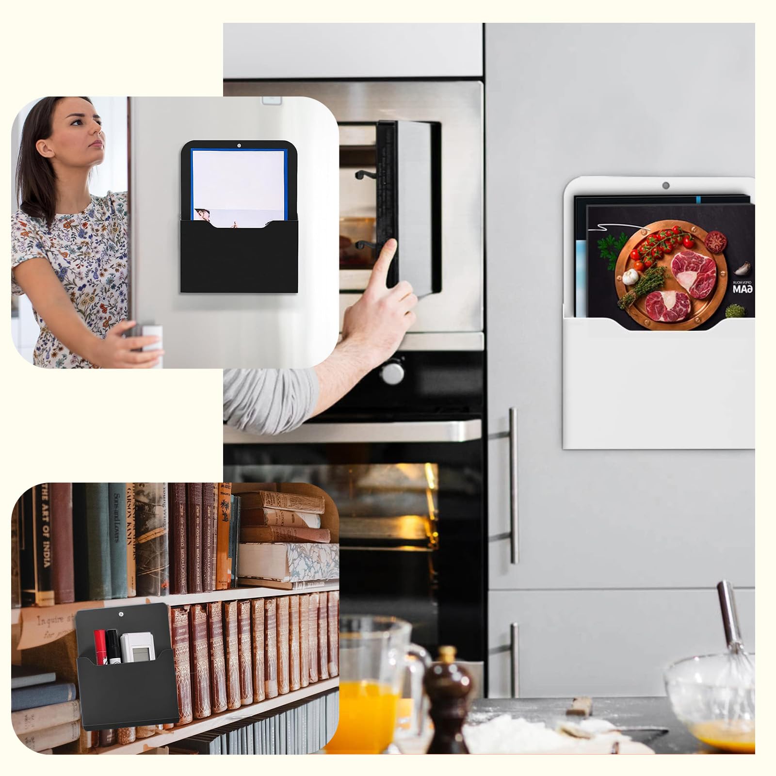 2 Pack Magnetic File Holders - A4 Size Paper Organizer For Fridge, Whiteboard, Or Metal Locker, Black PP-851092