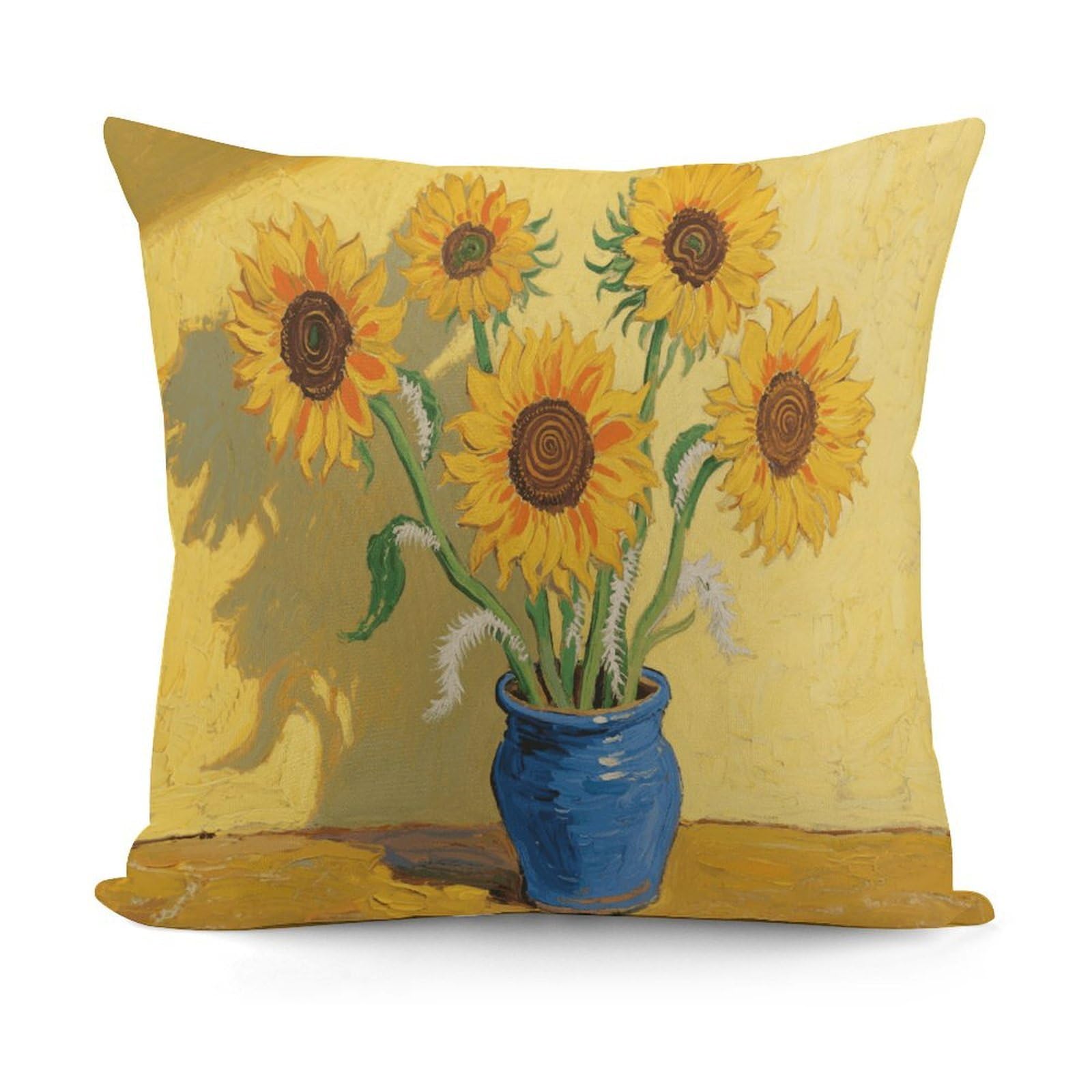VstaDank Sunflower Throw Pillow Cover Soft Square Cushion Cover Art Artwork Pillow Covers Mordern Couch Pillow Covers Decorative Cushion Case for Chair Couch Bedroom Living Room