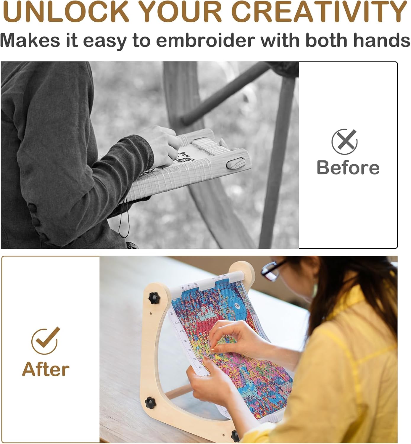 Adjustable Embroidery Stand – Premium Embroidery Frame and Cross Stitch Hoop Stand for Versatile Needlework - Ideal for Cross Stitch, Needlepoint, Beadwork, Embroidery, and Small Tapestry (30cm)