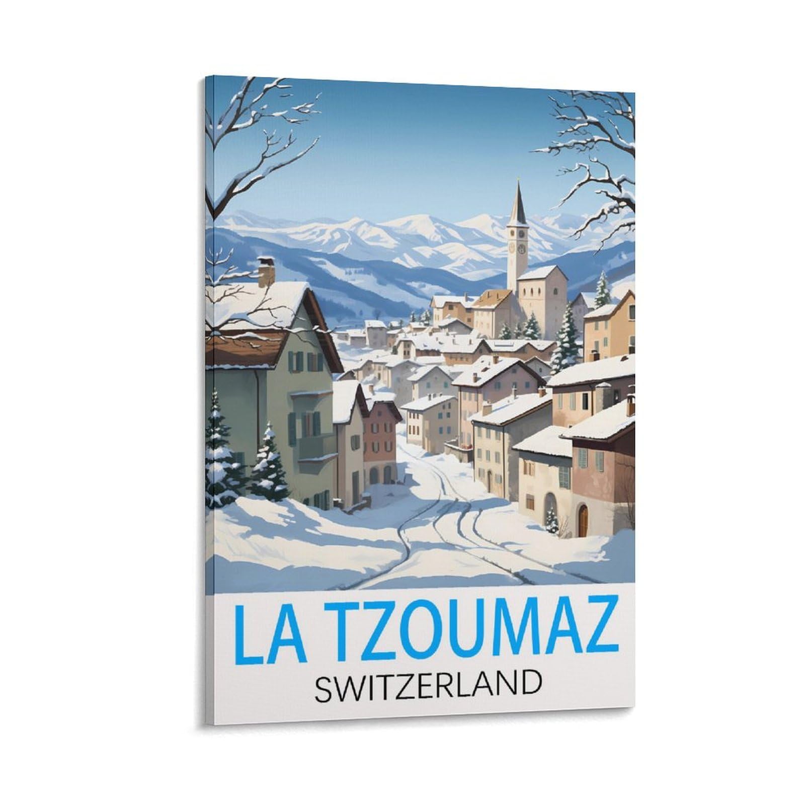 La Tzoumaz Switzerland Vintage Travel Poster 20x30inch(50x75cm) Canvas Art Poster And Wall Art Picture Print Modern Family Bedroom Decor
