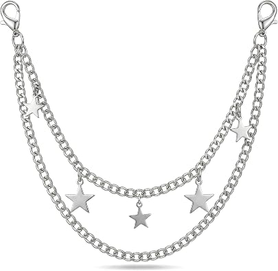 Pant Chains, Silver Star Wallet Chain, Y2K Goth Punk Layered Belt Accessories For Pants Skirts