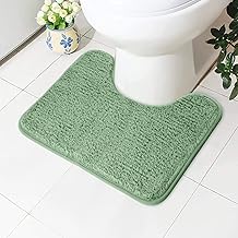 AUAUY Non-Slip Toilet Mat U-Shape Absorbent Microfibre Bath Mat 50 x 40 cm Green