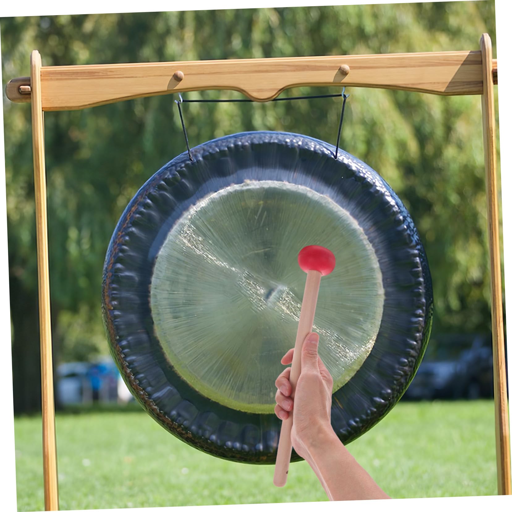 Hemobllo Mazzuolo Per Gong in Legno Punta in Gomma, Batacchio Per Tamburi e Xilofono, Mazzuolo Ergonomico Portatile Per Strumenti a Percussione, Accessorio Multistrumento Manico Resistente