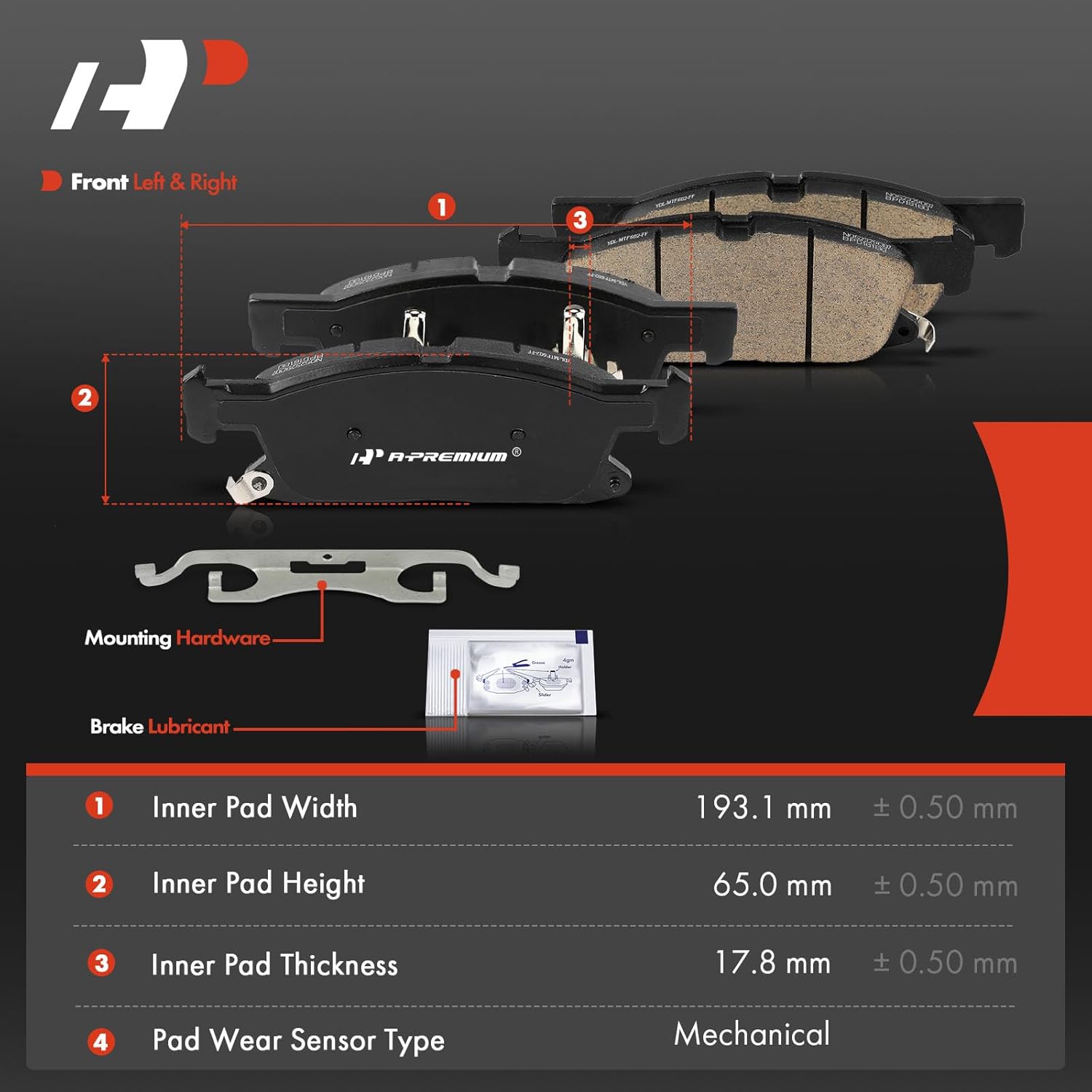 A-Premium Front Ceramic Brake Pads Set Compatible with Ford Edge 2015-2021 & Lincoln MKX 2016-2018, Nautilus 2019-2023, 4-Pack
