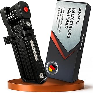 ANFIL® Folding Bicycle Lock with Combination Lock – Robust Bicycle Lock, Folding Lock Made of Carbon Steel, High Security Including Bracket – The Original