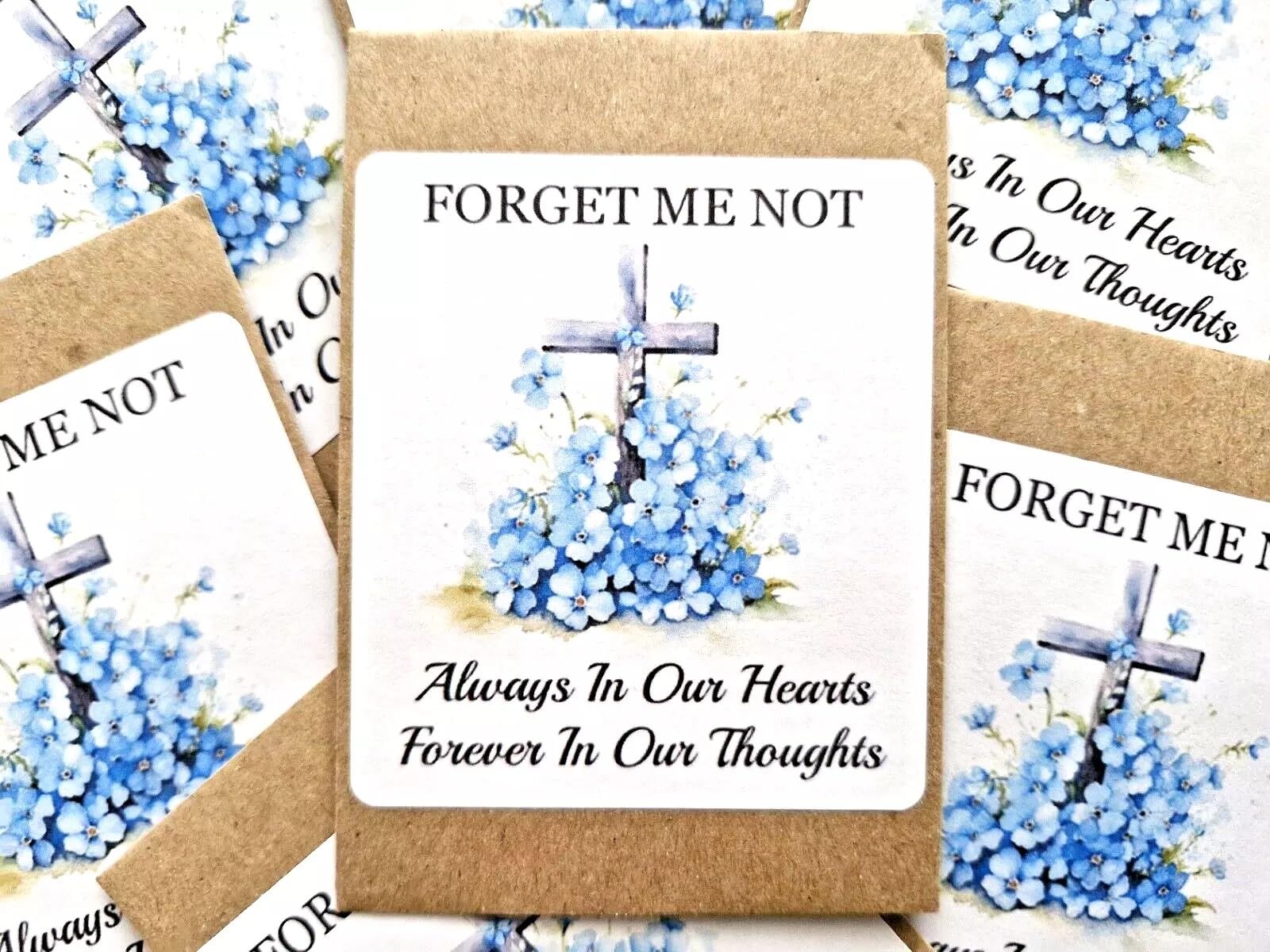 Forget Me Not Cross Funeral Favours Memorial Remembrance Seeds Pack (F12NP) (36)