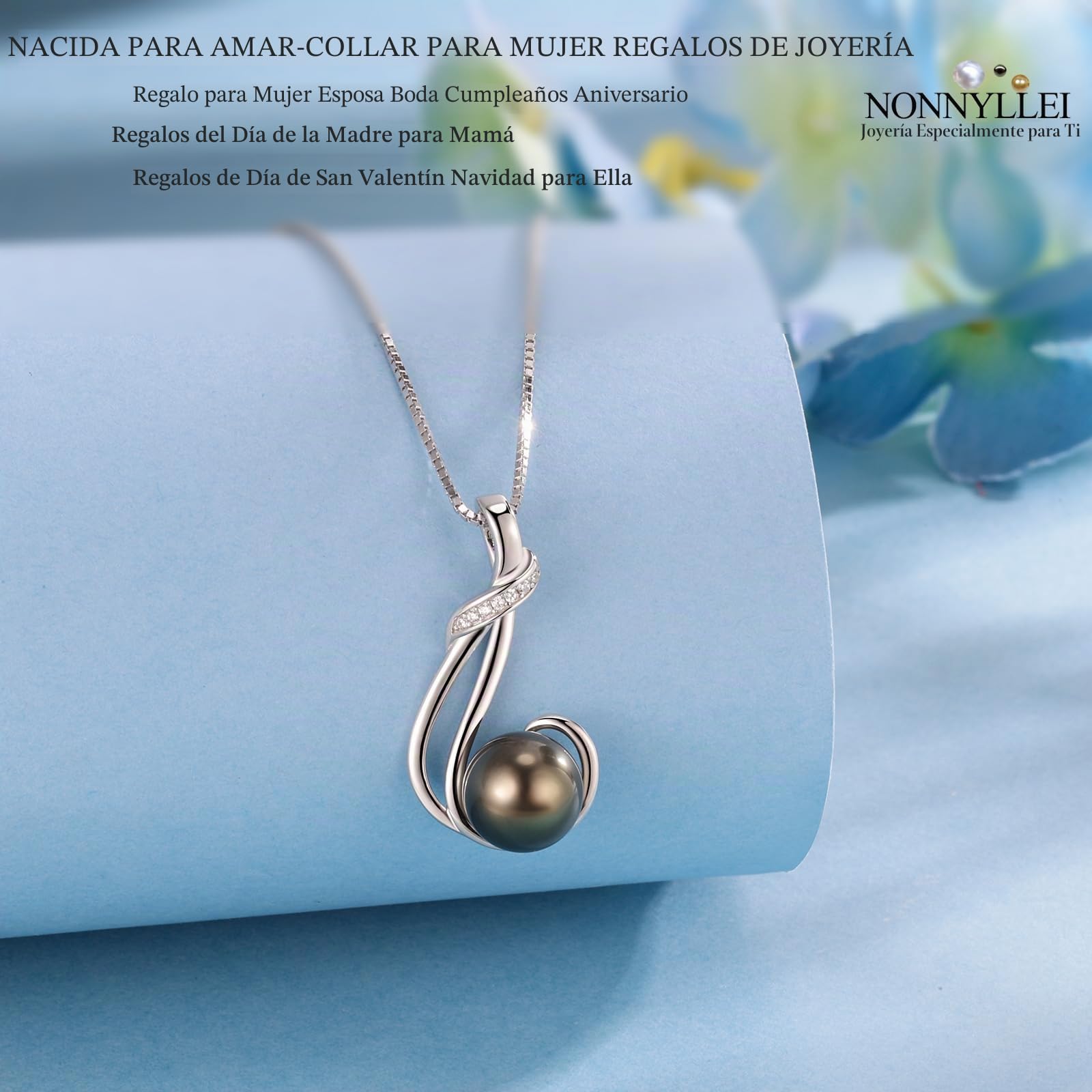 Regalos para mujer, collar de perlas negras tahitianas, joyería fina, regalo para esposa, boda, cumpleaños, aniversario, día de la madre, San Valentín