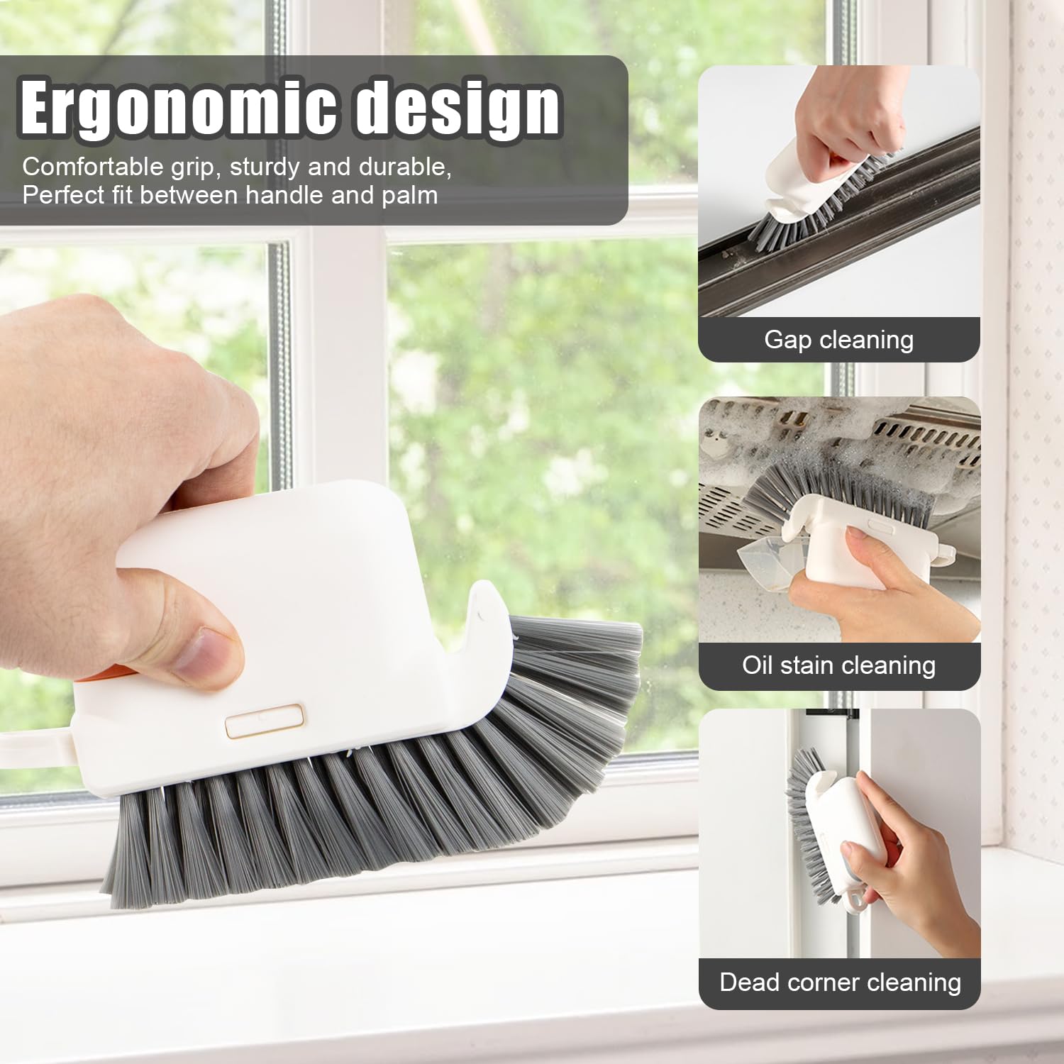 Limpiar Ventanas Cepillo Ranuras Multifuncional - 3 en 1 Mini Mano Limpieza Herramienta para Ventana Puertas y Esquinas para Limpieza de Puerta Baño Cocina Herramienta, 2 Piezas