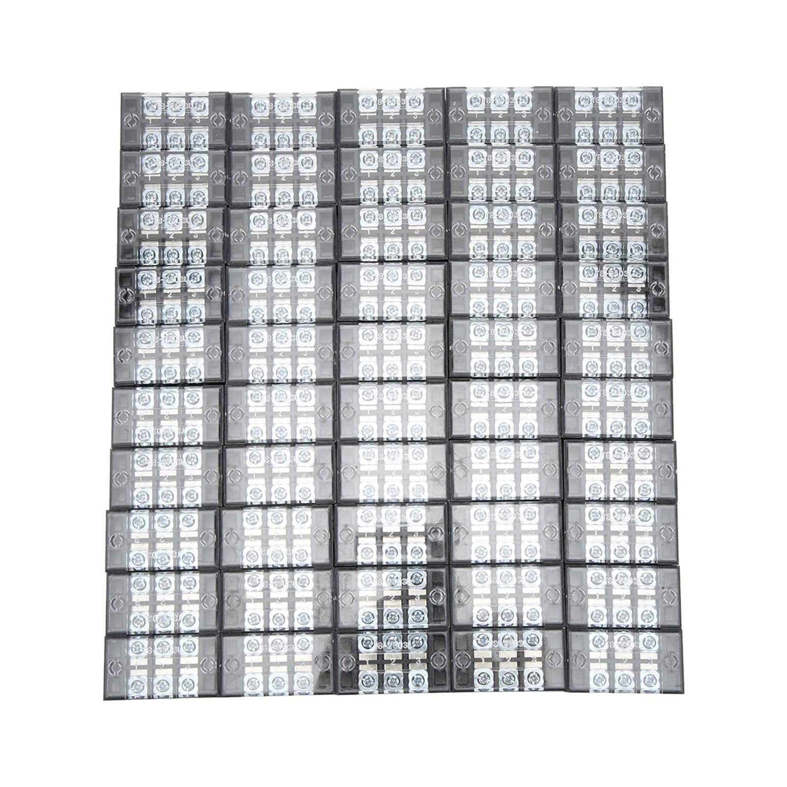 50 Pièces TB-2503L Bornier à Vis Bloc 25A 600V 3 Positions Double Rangée 0.5~2.5mm² Fil Bornier à Vis Blocs Boîtes de Distribution étanches Bornier Bloc de Jonction