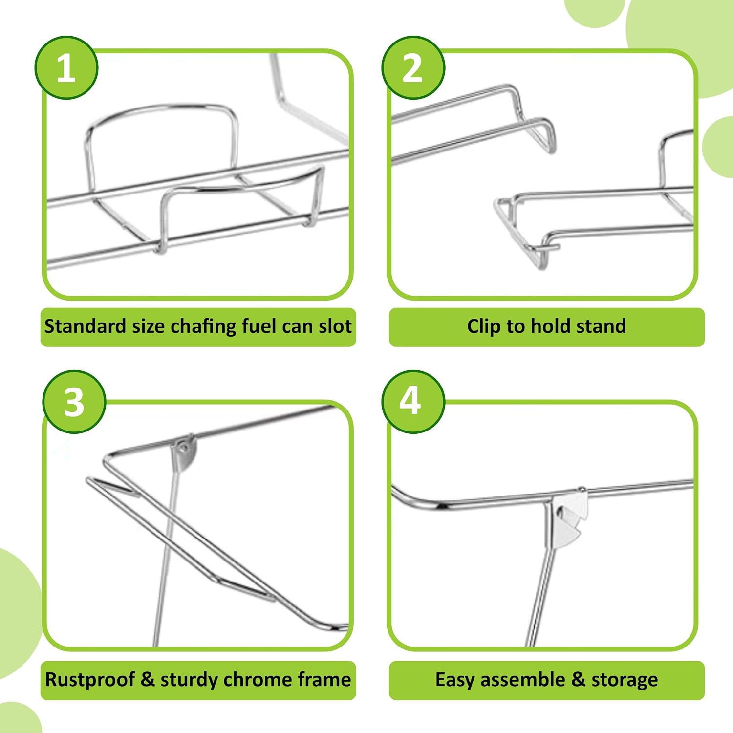 EcoQuality Full Size Chrome Frame Chafing Wire Buffet Rack Stand, 4 Pack