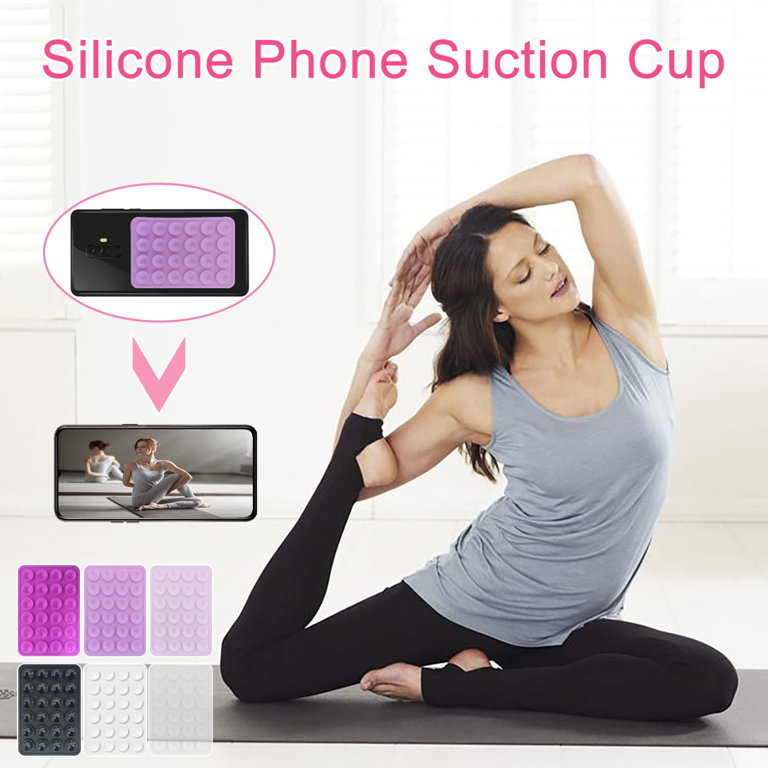 iLamvie ventosa per telefono 6-pack adatte a tutti i modelli di telefono, porta telefono antiscivolo per selfie e video, hands-free, durevole e facile da usare