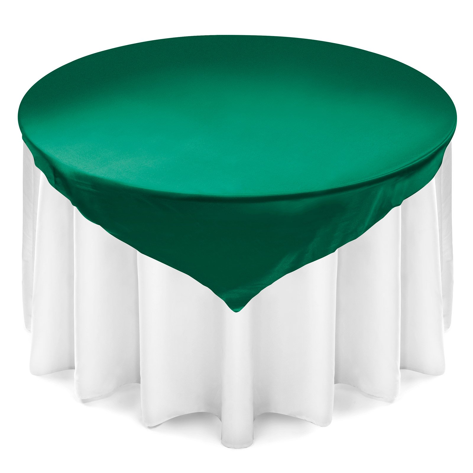 Lann's LinensSatin Wedding Table Overlay - Tablecloth Topper (72" Square - Hunter Green)