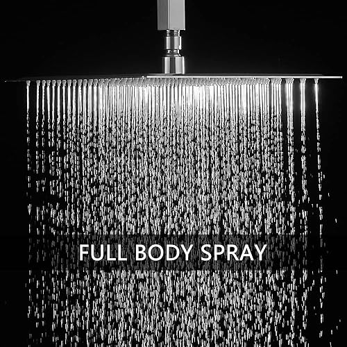 Miniatura 3 de Sistema de ducha de níquel cepillado para baño, cabezal de ducha de lluvia de 12 pulgadas, montaje de techo con ducha de lujo de mano de alta